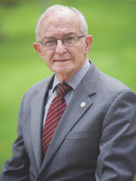 A portrait of Dr. Fritz Guy taken at La Sierra University 
in 2015.